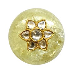 Antique Green Beryl 66.76 Carats Gem with 22kGold Handwork with Natural Diamonds