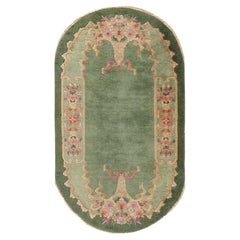 Antique Green Chinese Art Deco Oval Rug, 02'07 x 04'05