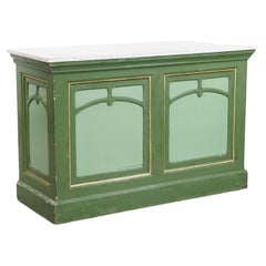 Antique green counter / sideboard / side table, late 19th / early 20th century