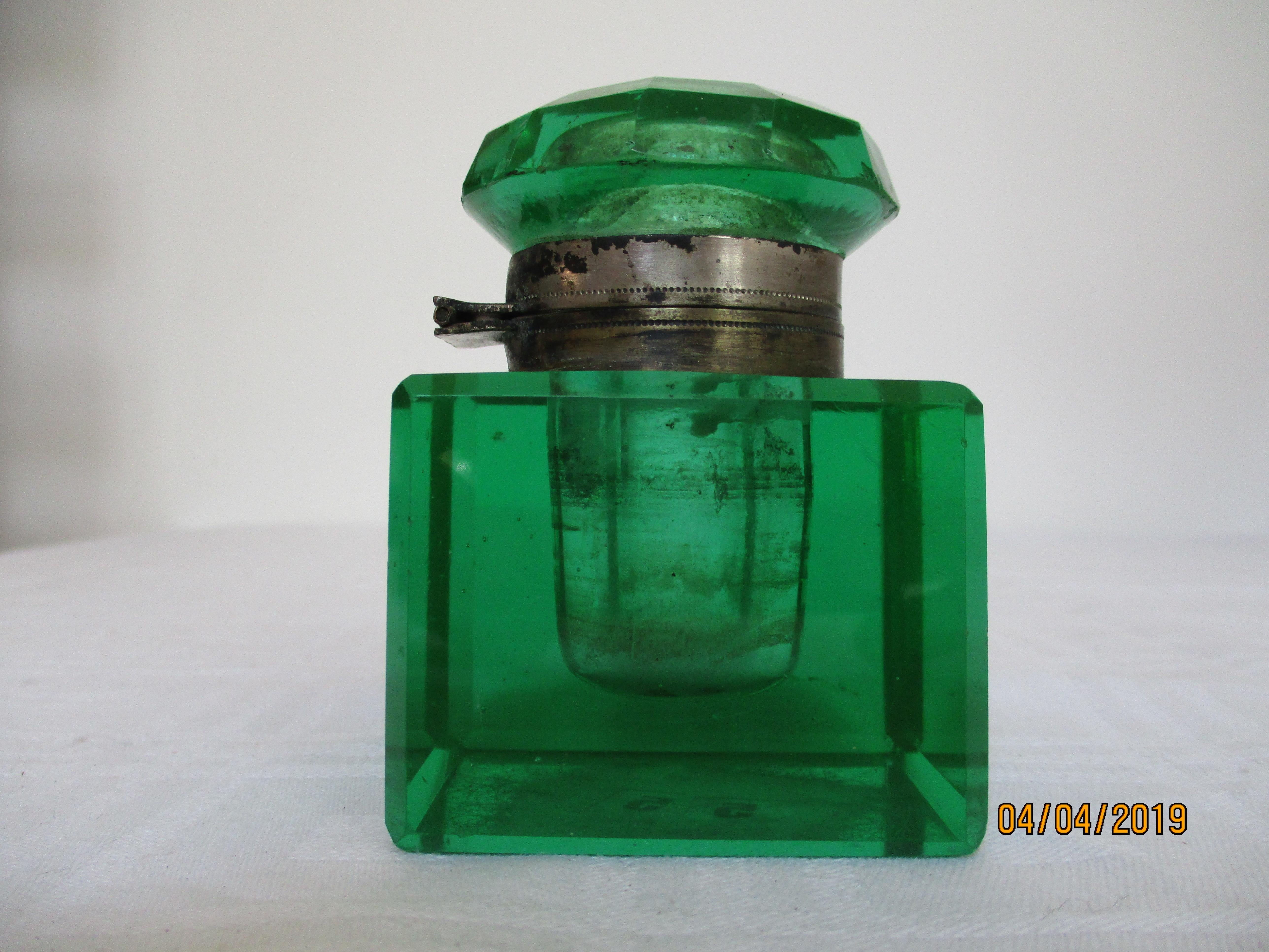 antique green glass uranium