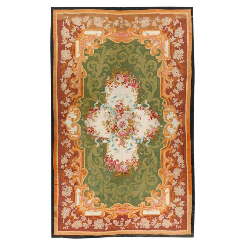 Antique Green French Aubusson Teppich 8'6 x 13'8