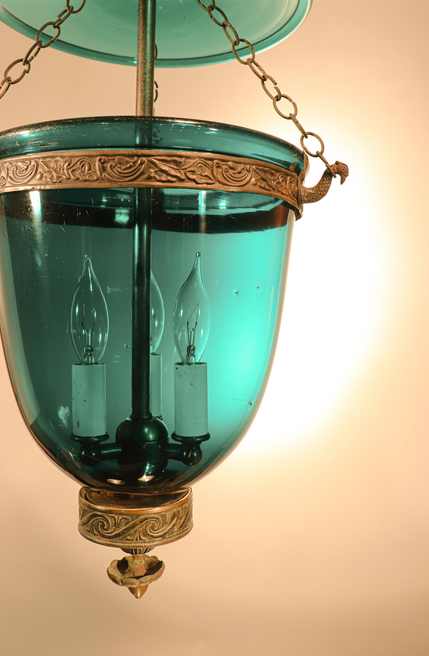 antique green glass lantern