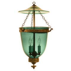 Antique Green Glass Bell Jar Lantern