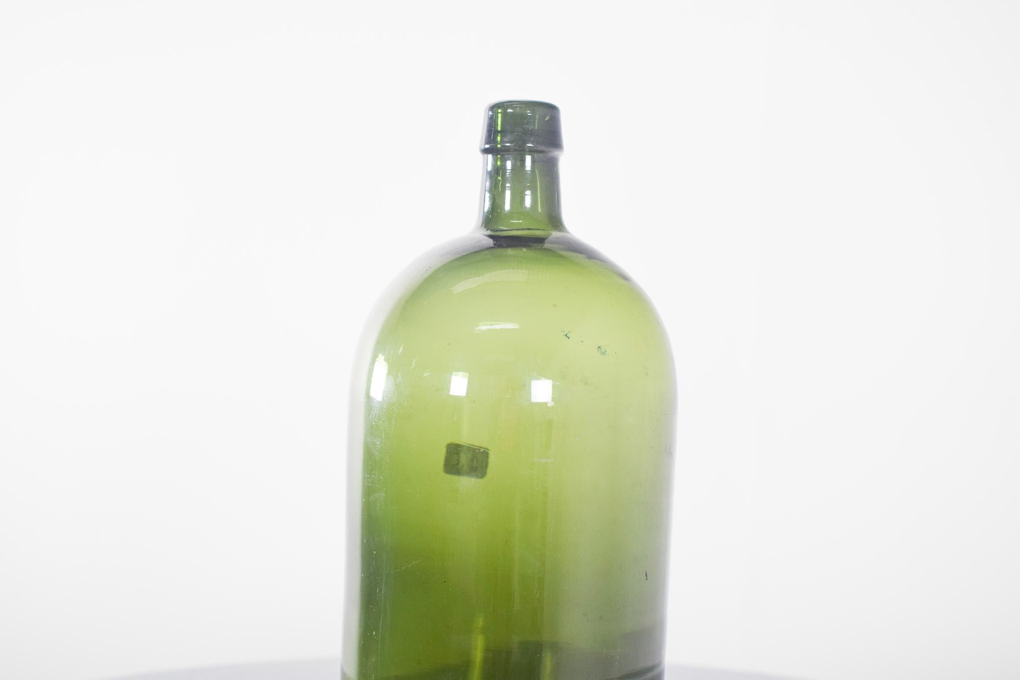 Modern Antique Green Glass Bottle to Store Wine For Sale