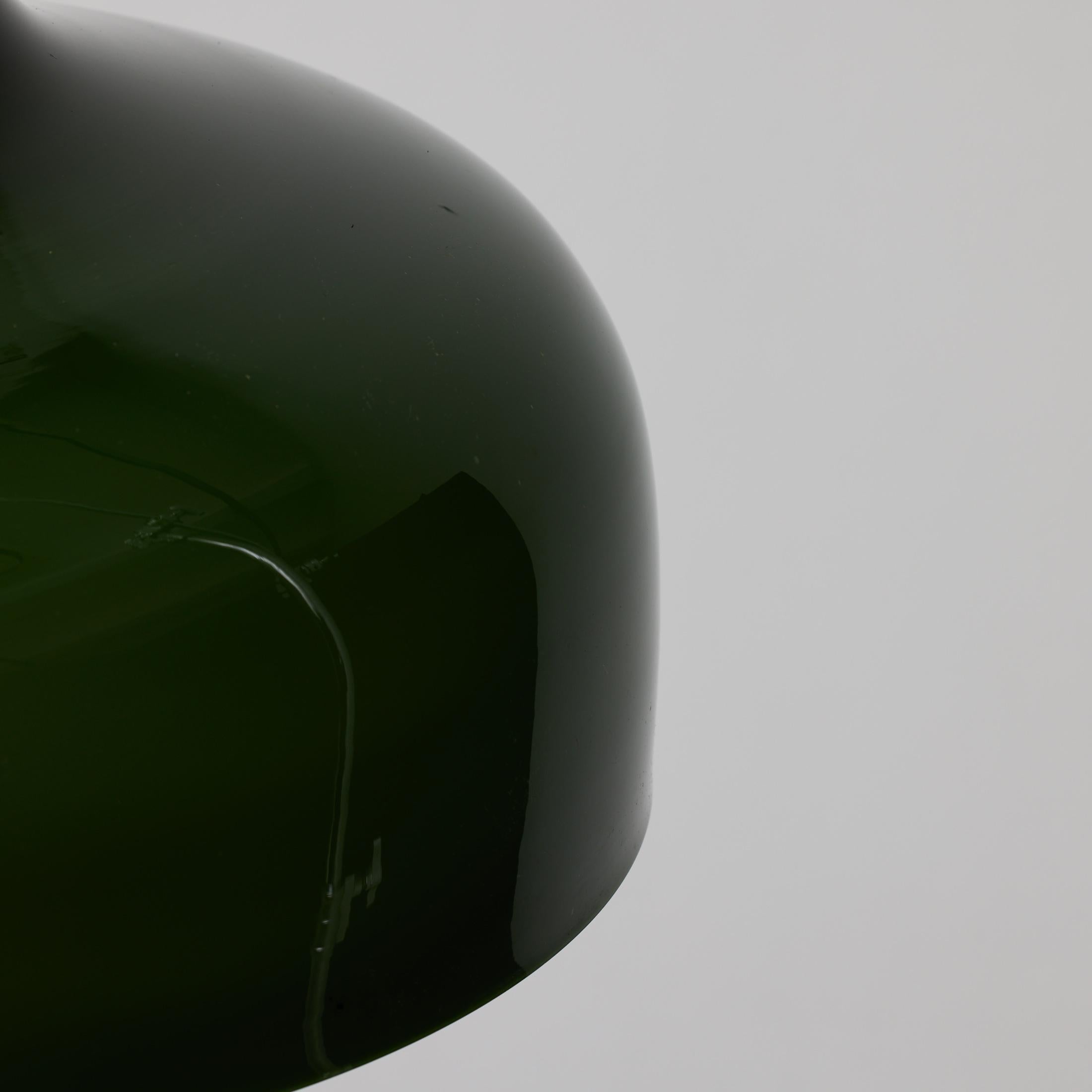 Antique Green Glass Ceiling Lamp, Early 20th Century, France For Sale 4