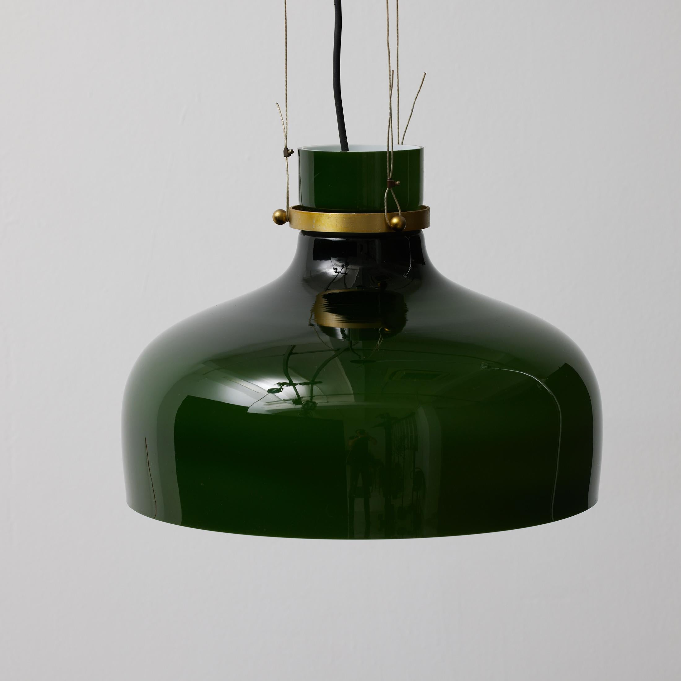 Mid-Century Modern Antique Green Glass Ceiling Lamp, Early 20th Century, France For Sale