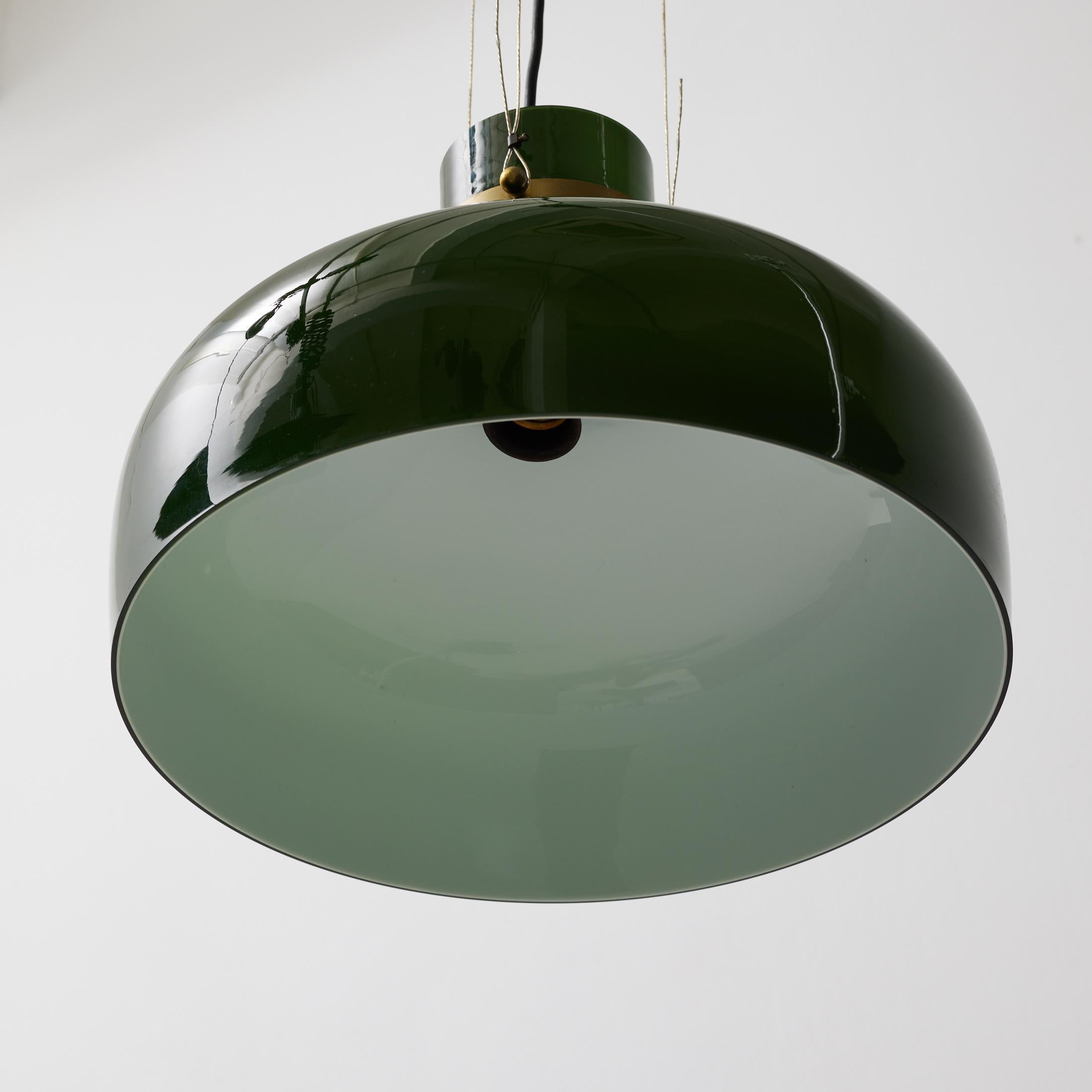 Metal Antique Green Glass Ceiling Lamp, Early 20th Century, France For Sale