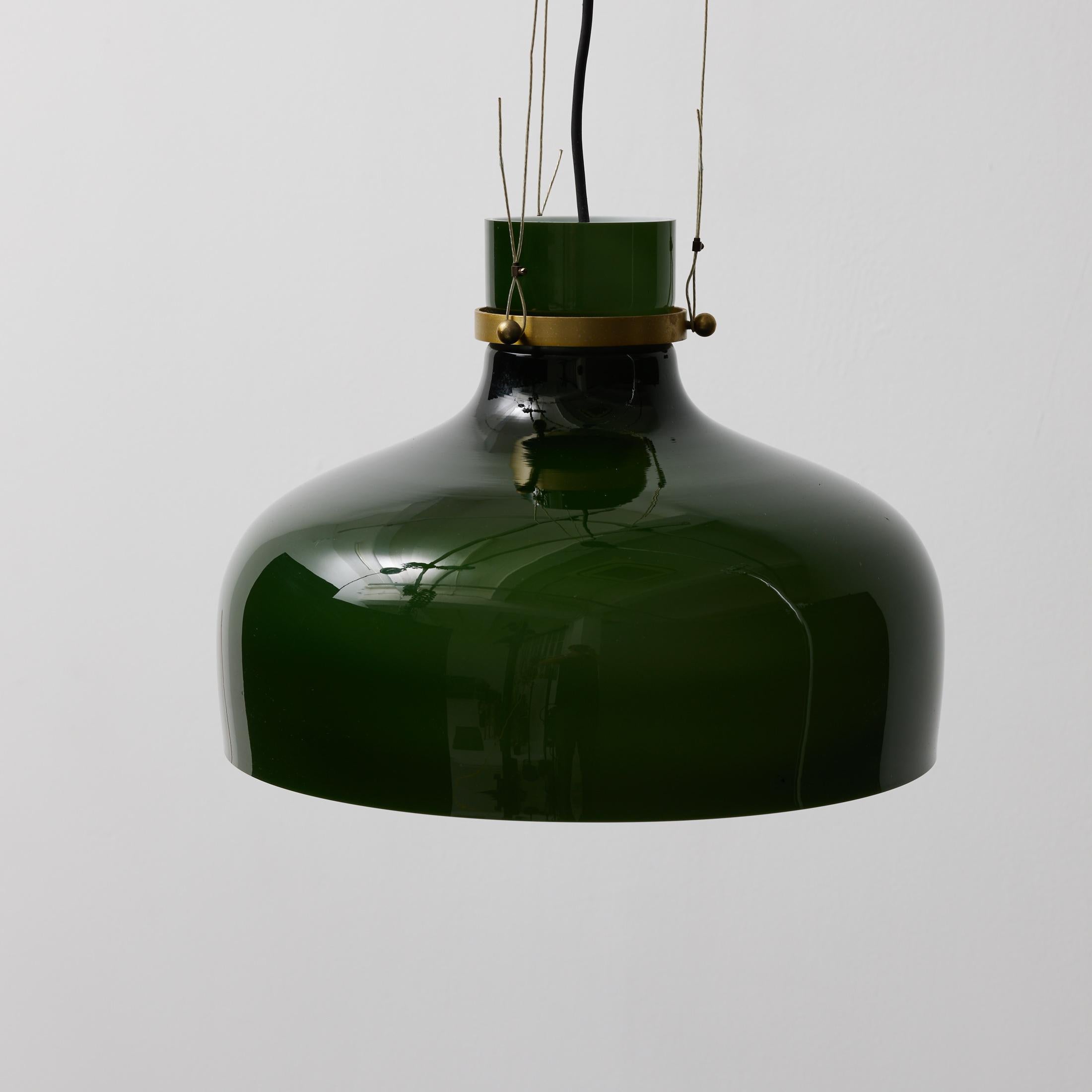Antique Green Glass Ceiling Lamp, Early 20th Century, France For Sale 1