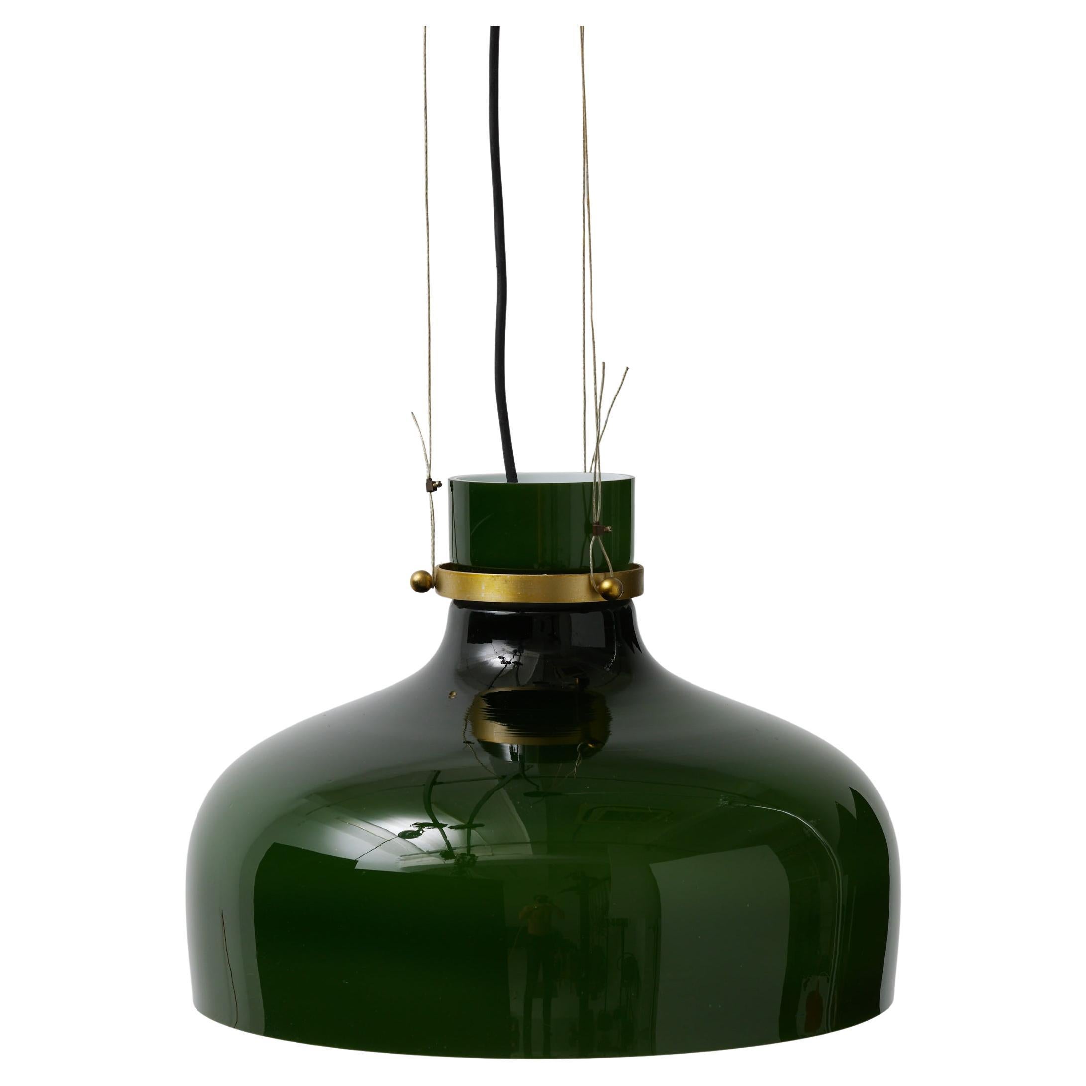 Antique Green Glass Ceiling Lamp, Early 20th Century, France