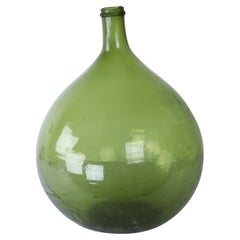 Antique Green Glass Demijohn Bottle -D