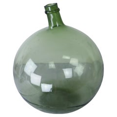 Antique Green Glass Demijohn Bottle - A