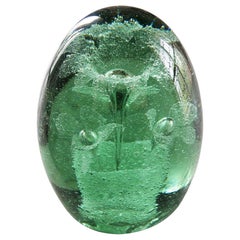 Antique Green Glass Doorstop, English, Late 19th Century