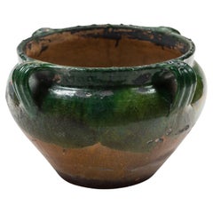 Vintage Green Glazed Terracotta planter, Provence, France, early 20th Century