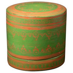 Antique green lacquered betelnut box from Burma