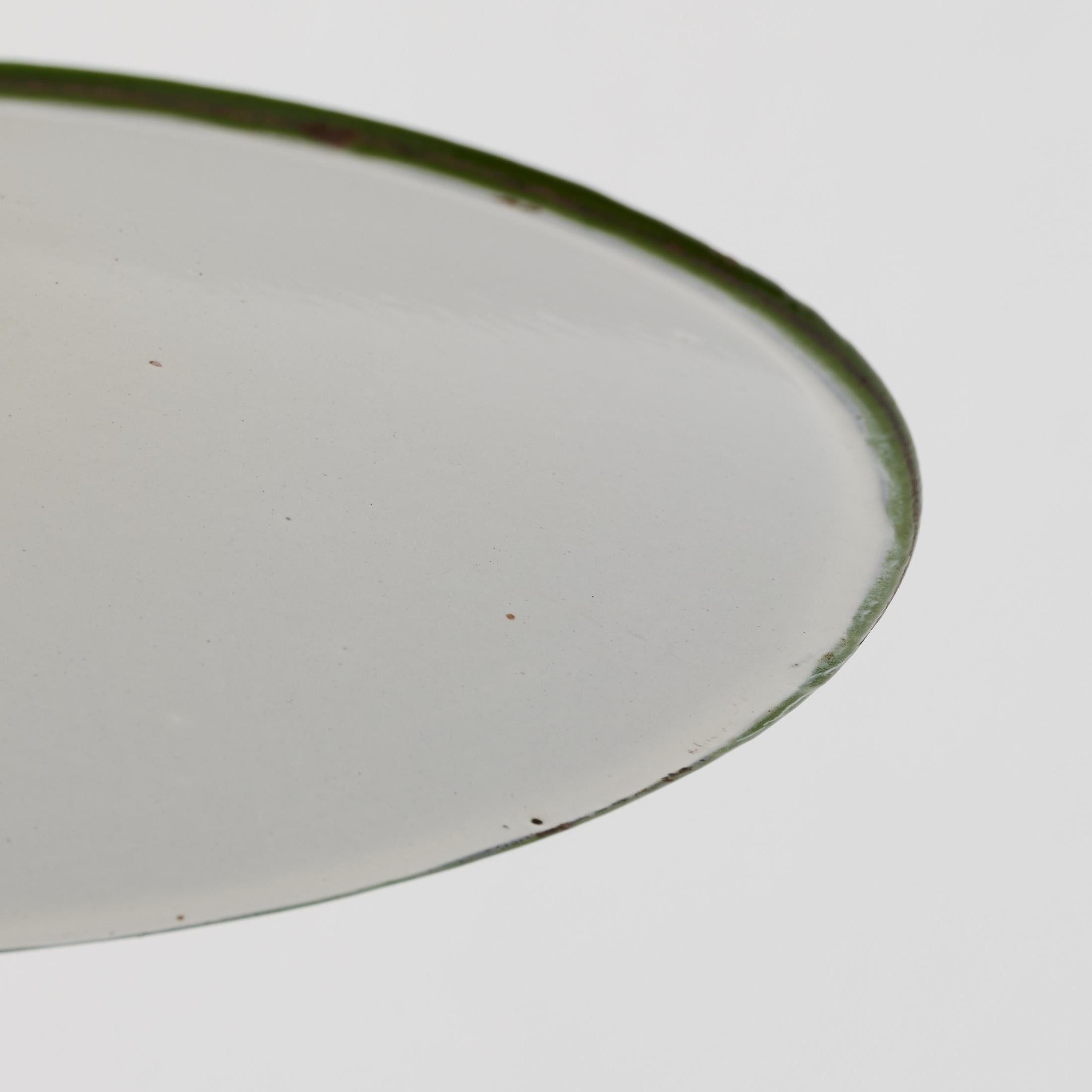 Antique Green Lacquered Metal Ceiling Lamp, Early 20th Century, France For Sale 7