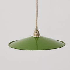 Antique Green Lacquered Metal Ceiling Lamp, Early 20th Century, France