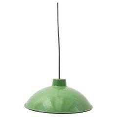Antique Green Lacquered Metal Ceiling Lamp, Early 20th Century, France