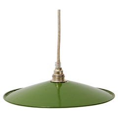 Antique Green Lacquered Metal Ceiling Lamp, Early 20th Century, France