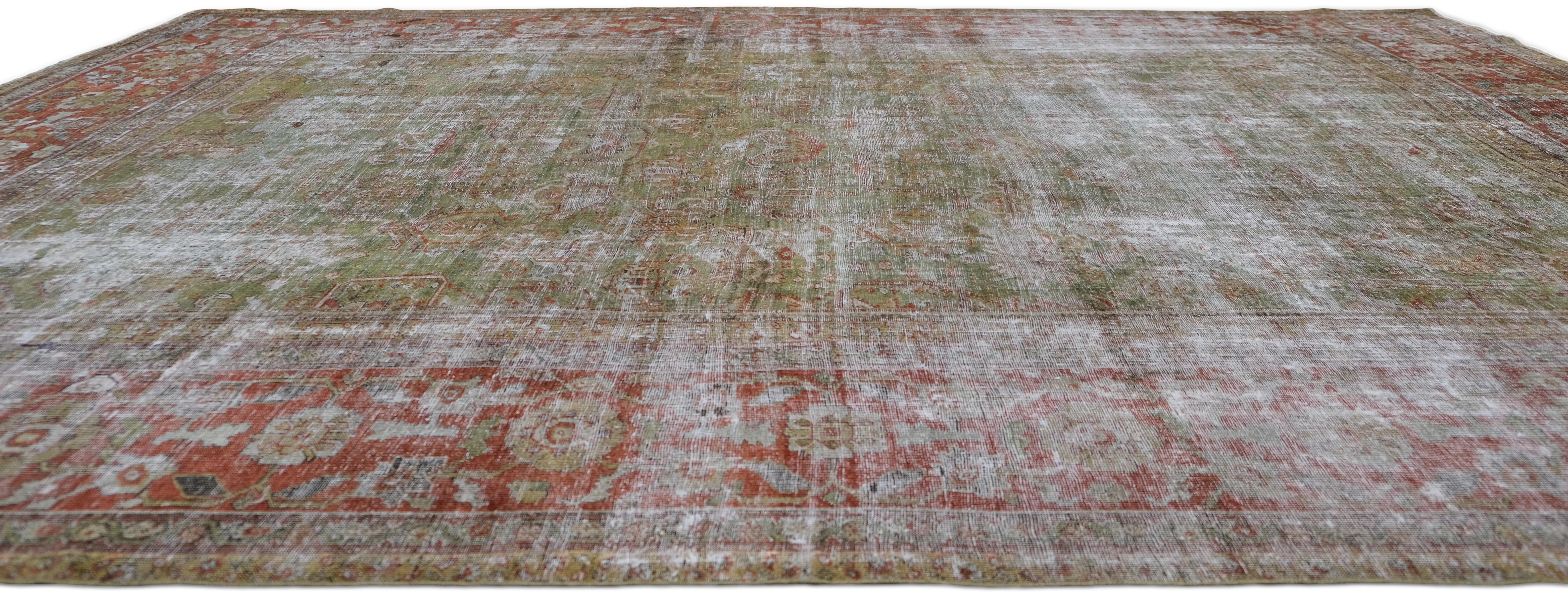 Victorian Antique Green Mahal Wool Rug 8'10''x11'6'' For Sale