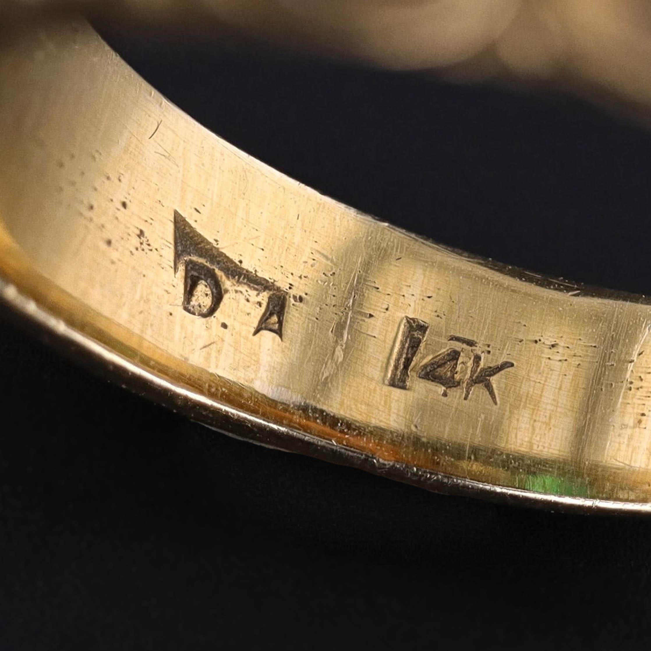 Bague ancienne en or 14k, émeraude de l'homme vert Bon état - En vente à Lewisburg, PA