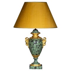 Antique Green Marble and Gilt Bronze Table Lamp