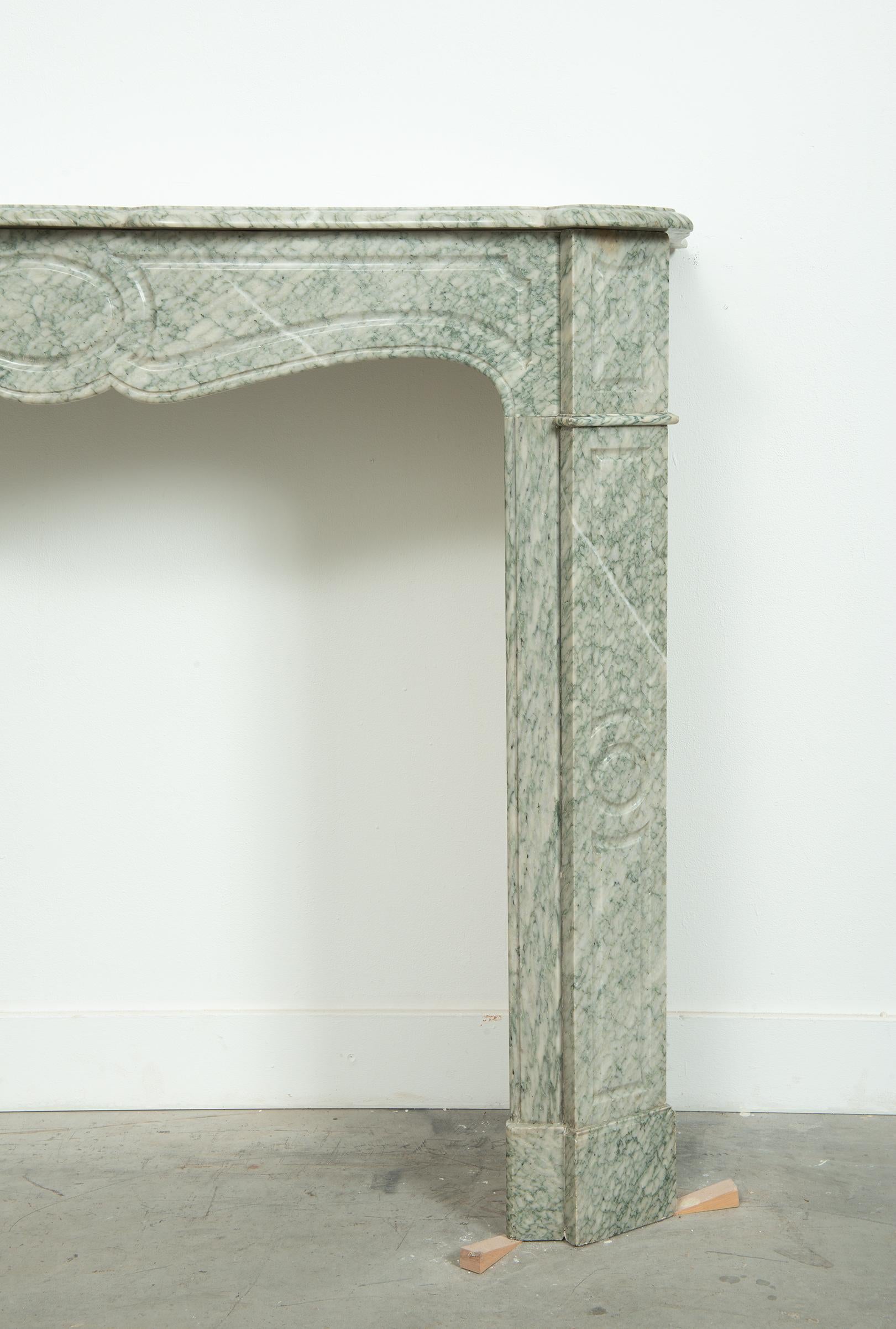 Antique Green Marble Fireplace Mantel For Sale 5