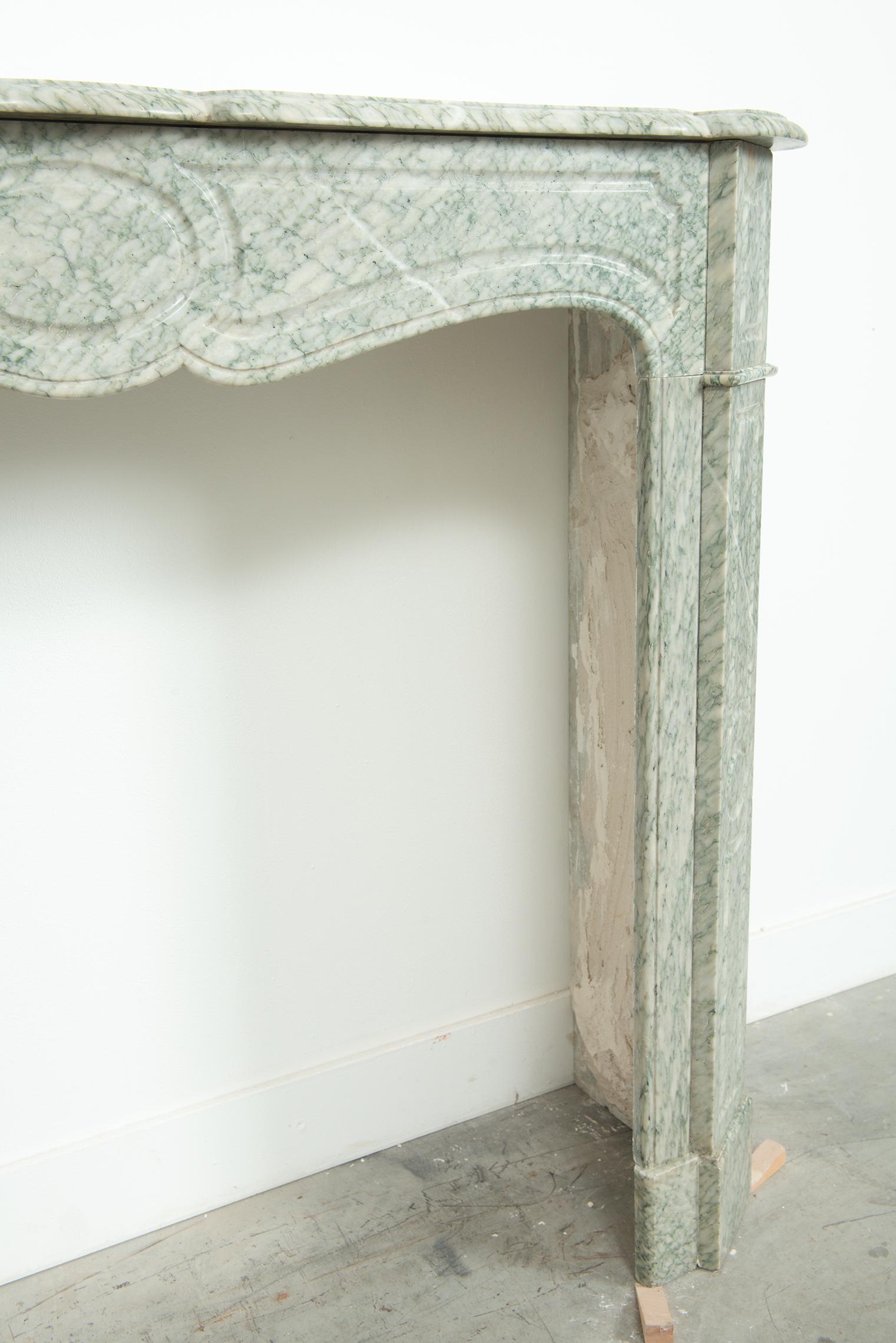 Antique Green Marble Fireplace Mantel For Sale 7