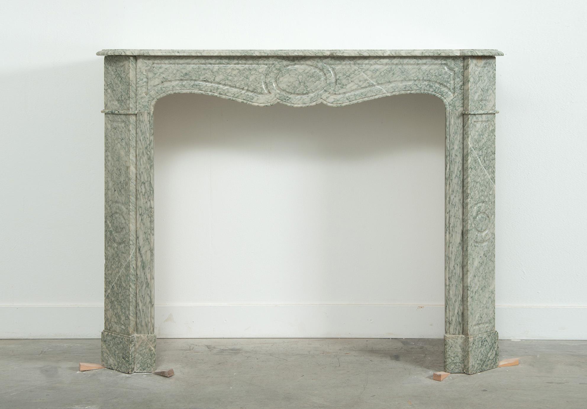 Louis XV Antique Green Marble Fireplace Mantel For Sale
