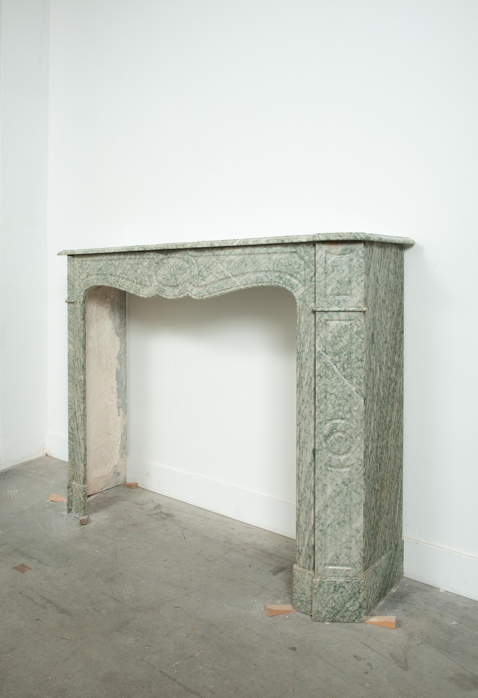 19th Century Antique Green Marble Fireplace Mantel For Sale