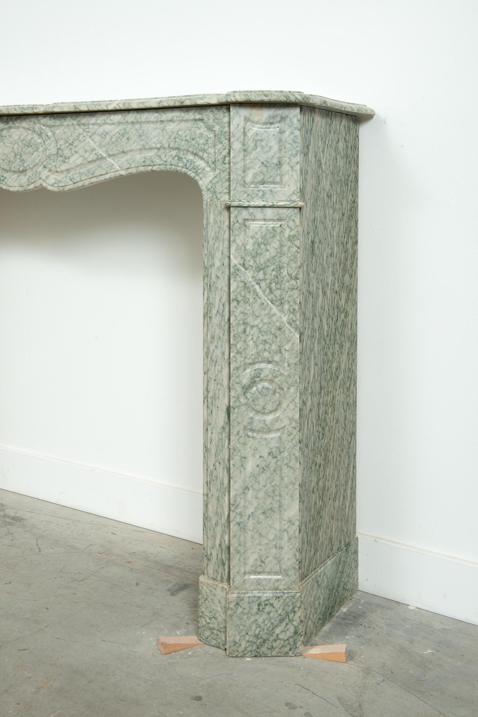 Antique Green Marble Fireplace Mantel For Sale 1