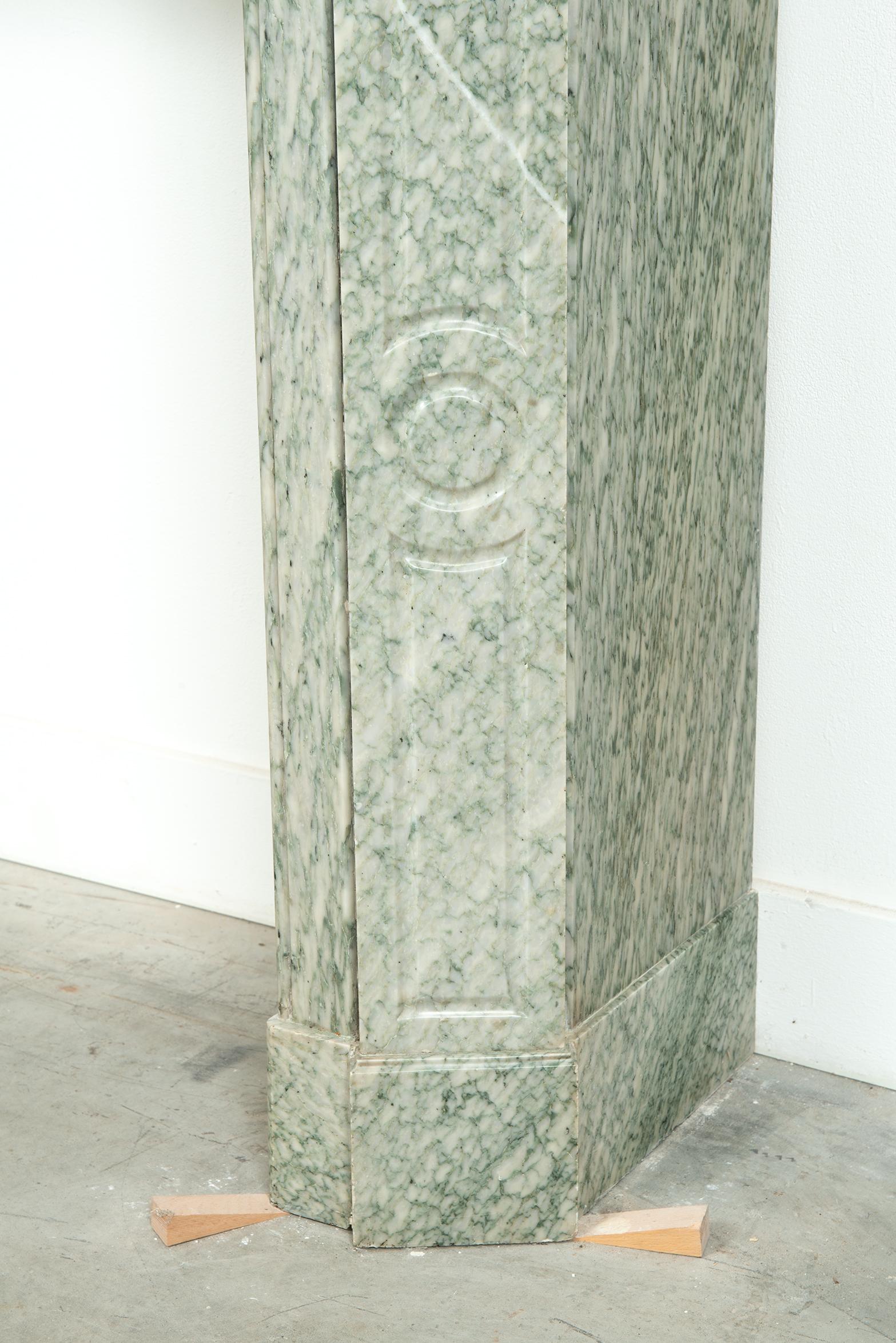 Antique Green Marble Fireplace Mantel For Sale 2