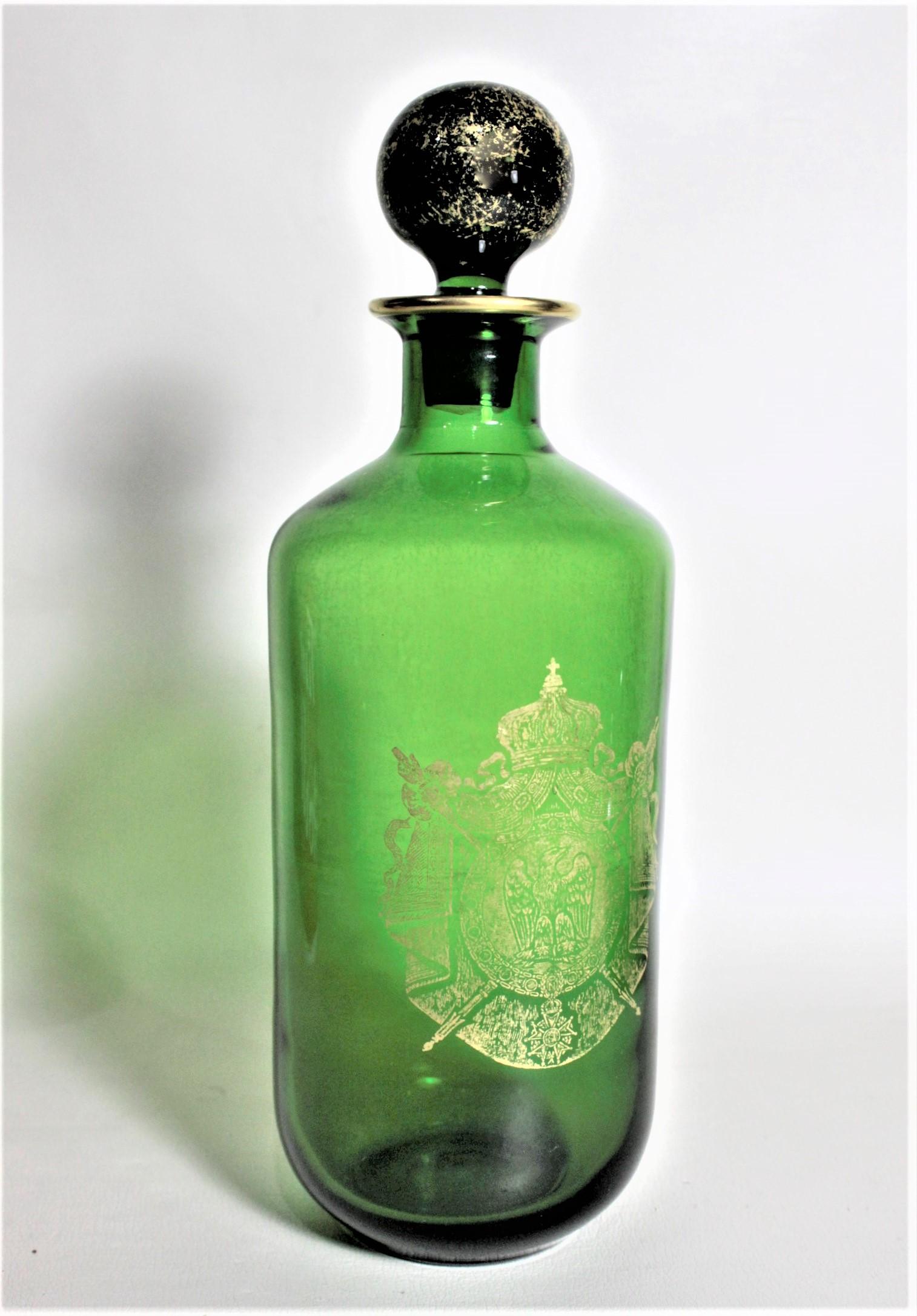 antique green glass liquor bottles