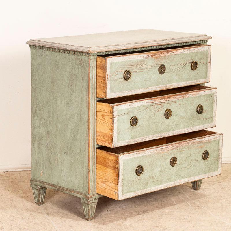 Swedish Antique Green Painted Chest of Drawers from Sweden