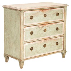 Antique Green Painted Chest of Drawers from Sweden