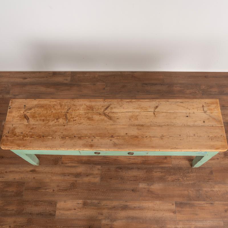 Antique Green Painted Farm Console Table With Pine Top 5