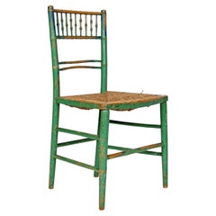 Antique Green Painted Faux Bamboo Side Chair