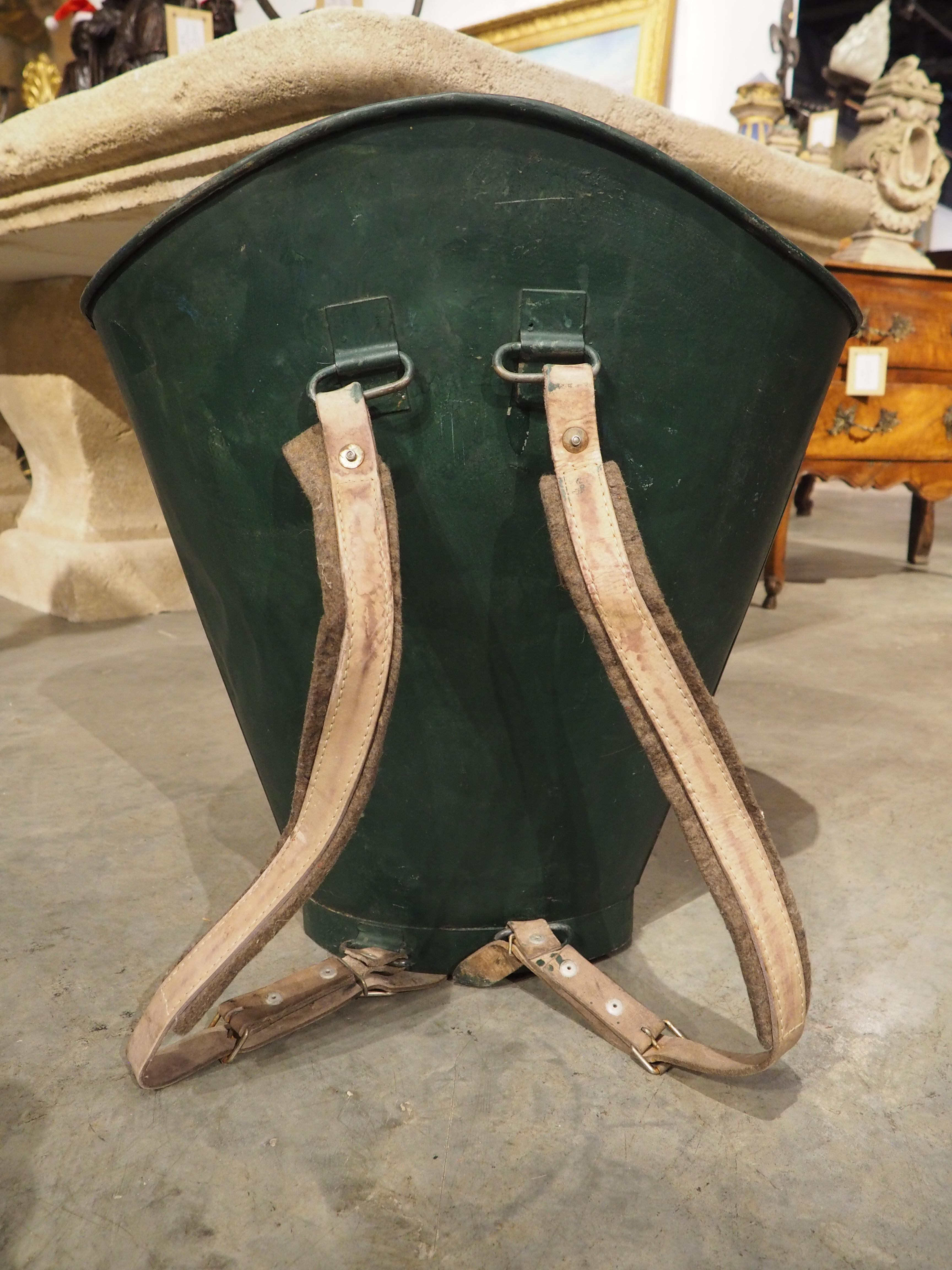 20th Century Antique Green Painted French Wine Hotte from the Haute-Garonne For Sale