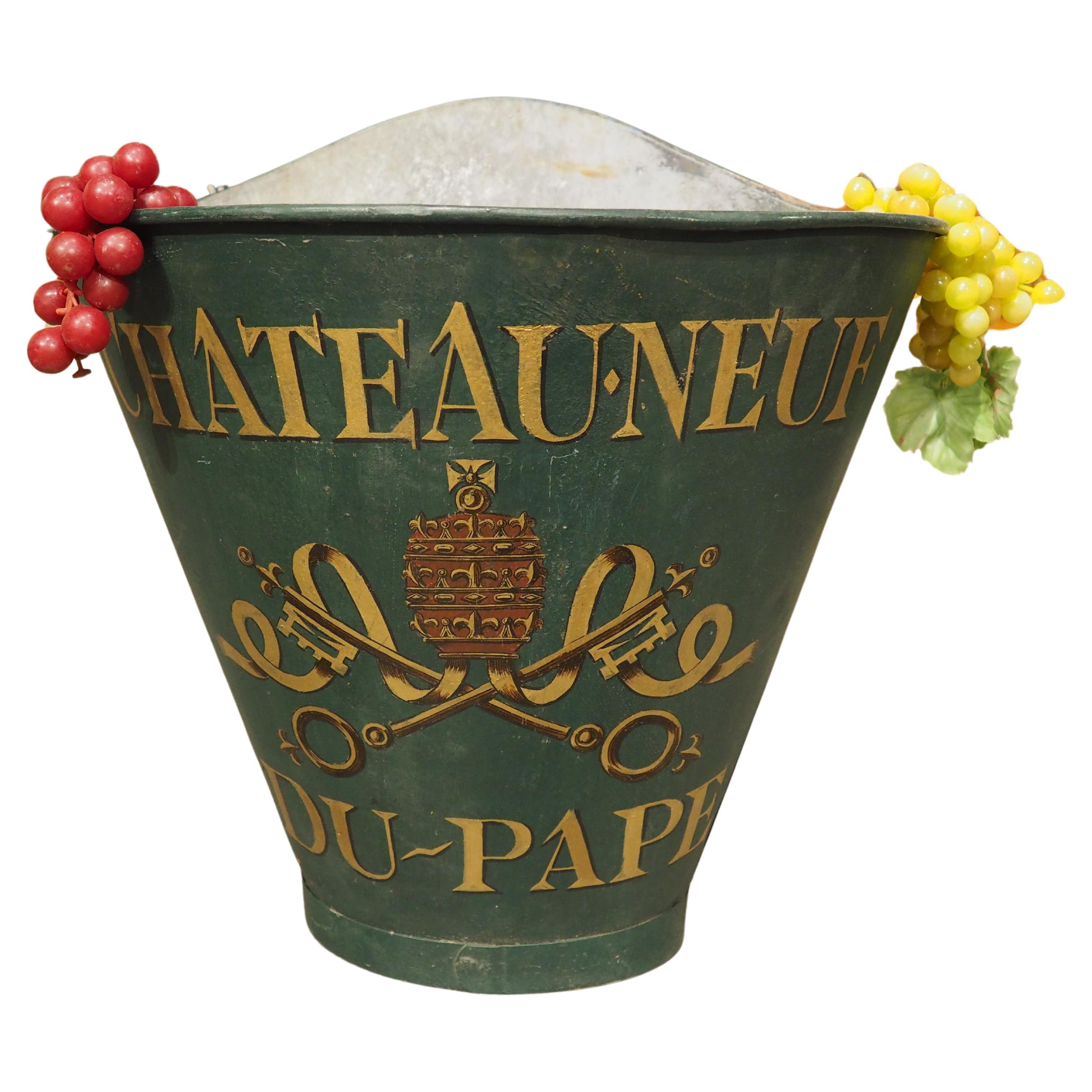 Antique Green Painted French Wine Hotte from the Haute-Garonne