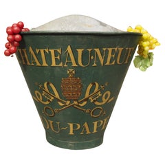 Used Green Painted French Wine Hotte from the Haute-Garonne