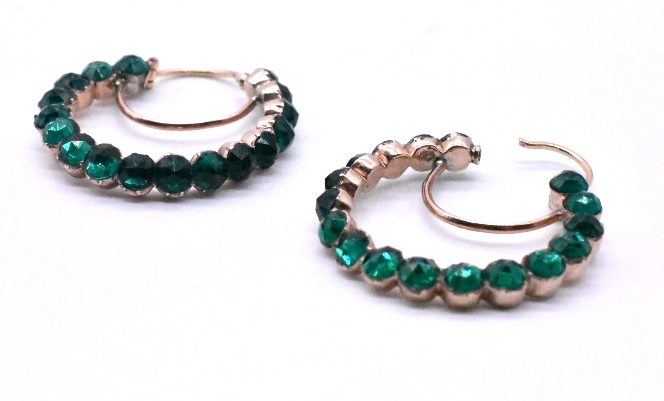 Antique Green Paste Poissard Earrings 3