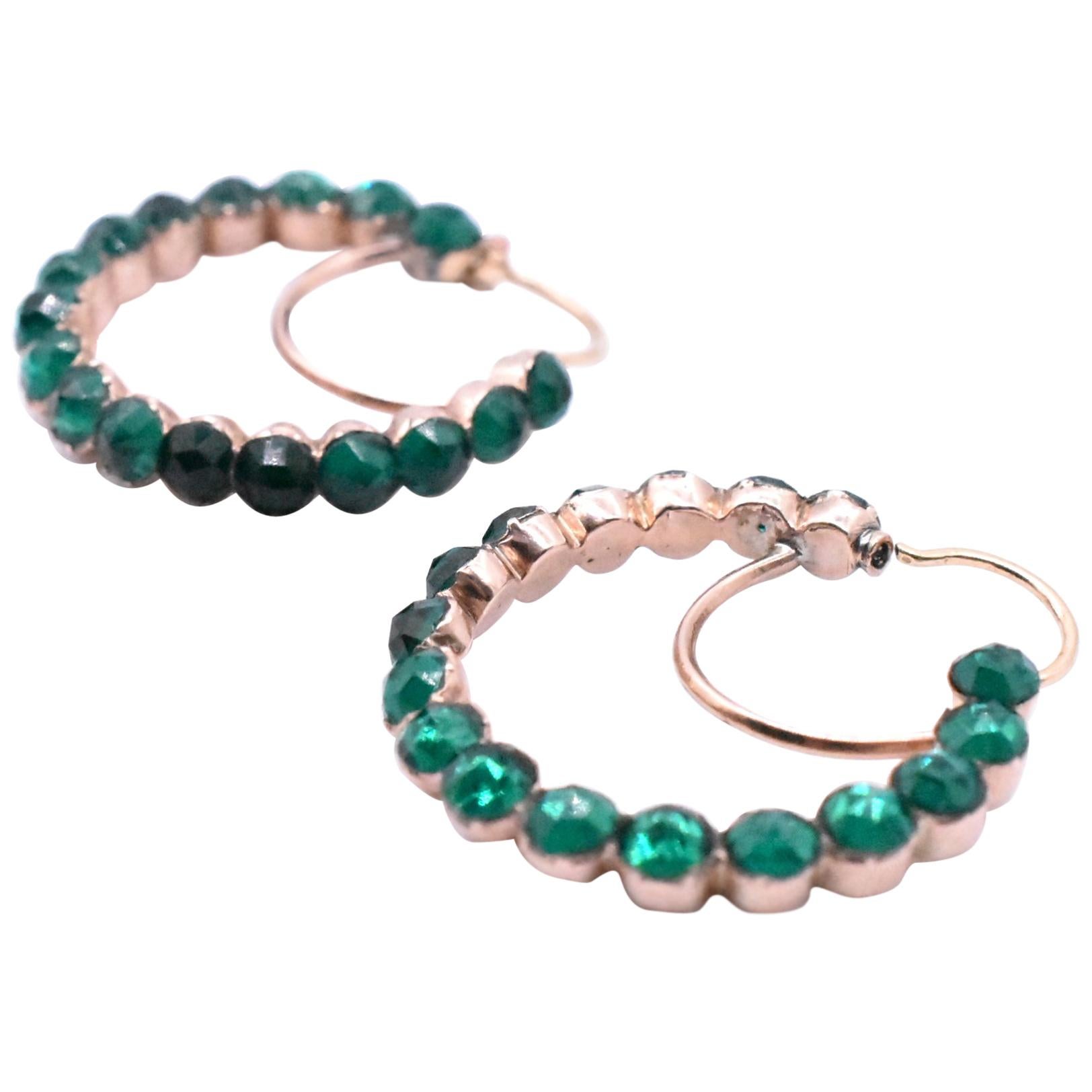 Antique Green Paste Poissard Earrings