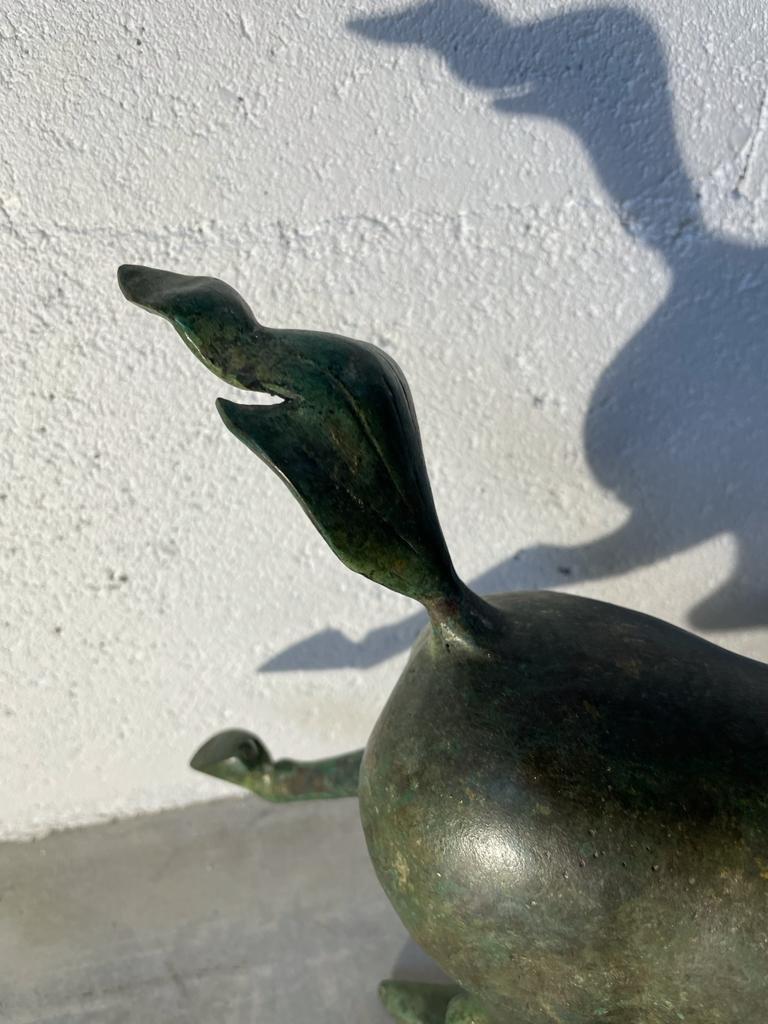 Antique Green Patina Bronze the Flying Horse of Ganzu Period, Early 20th Century For Sale 4