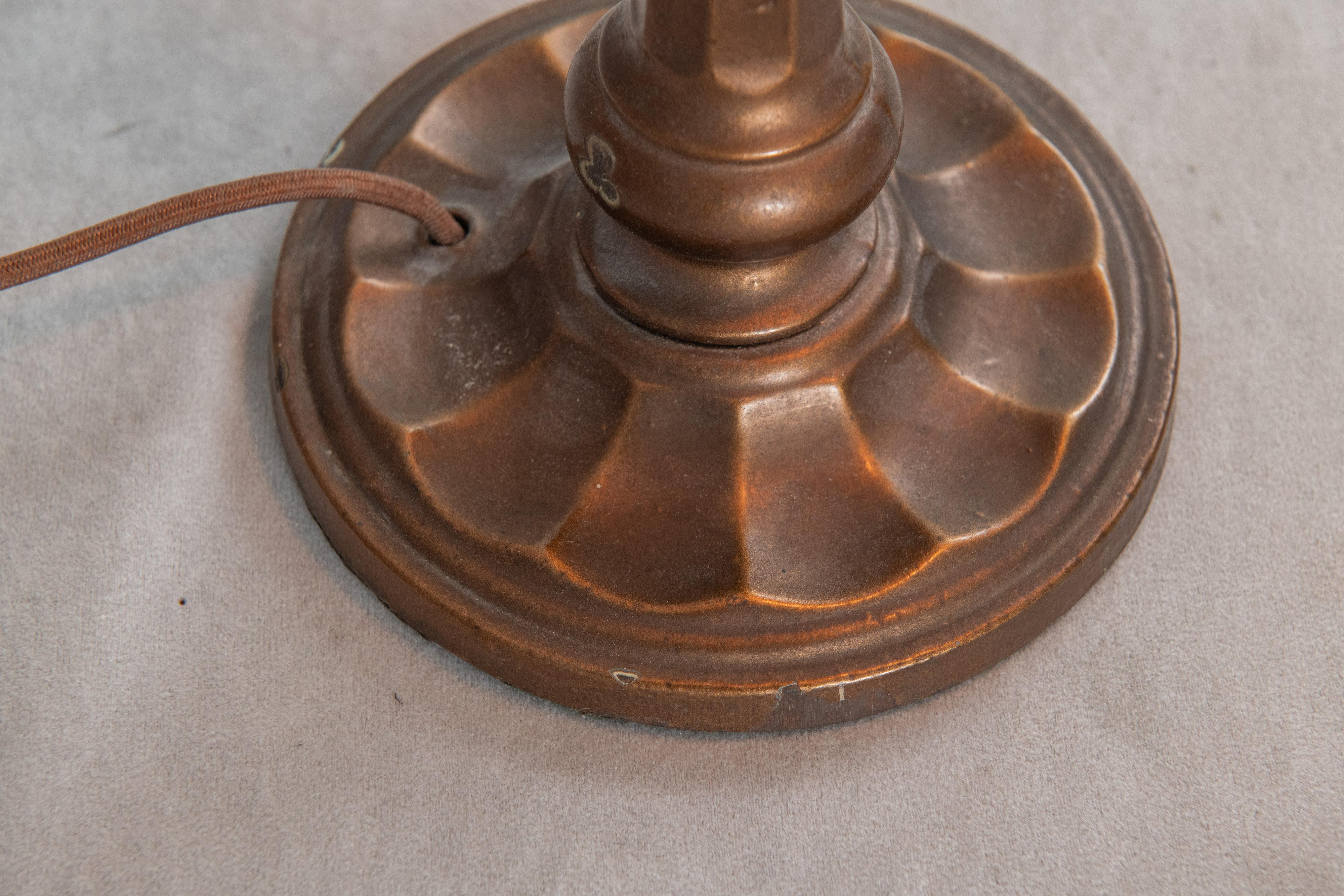 Glass Antique Green Shaded Banker's Lamp, ca 1920