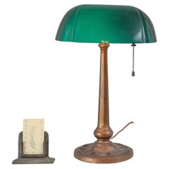 Antique Green Shaded Banker's Lamp, ca 1920