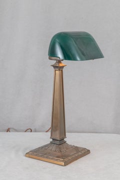 Ancienne lampe de banquier de forme verte, signée Emeralite, vers 1915