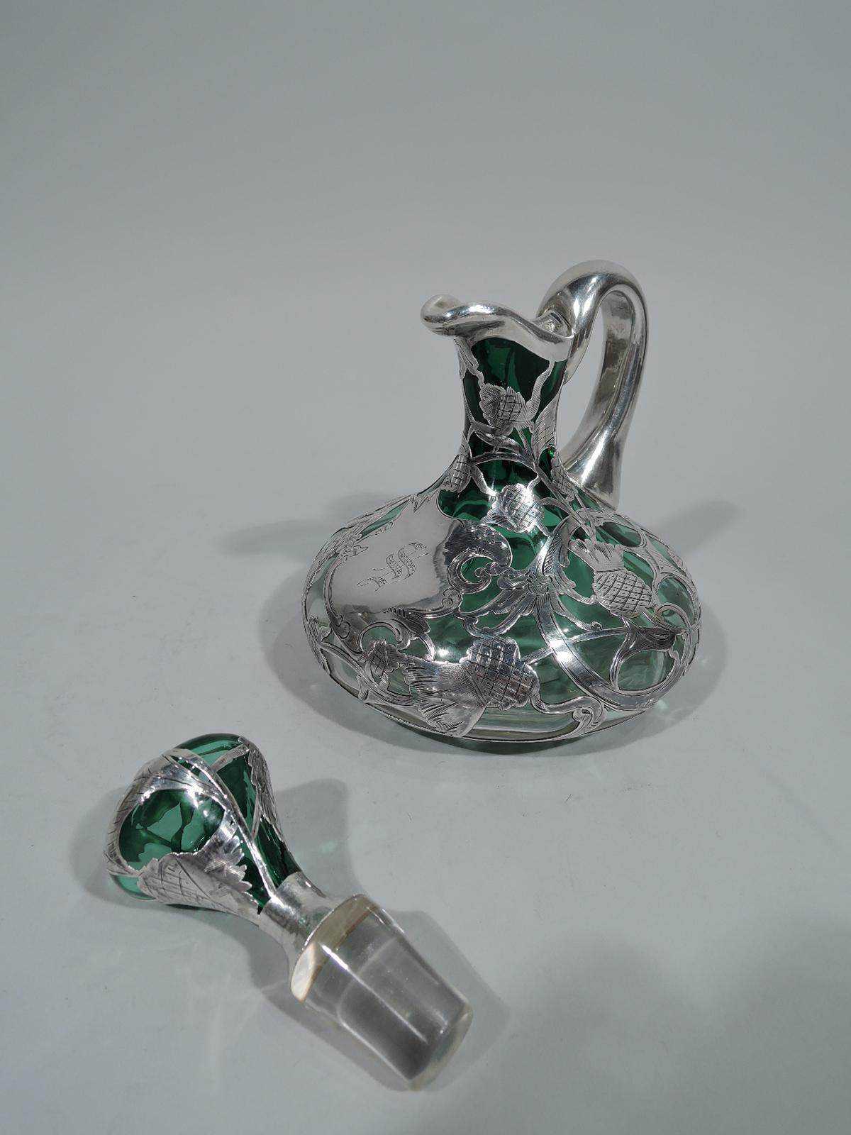 antique glass with silver overlay