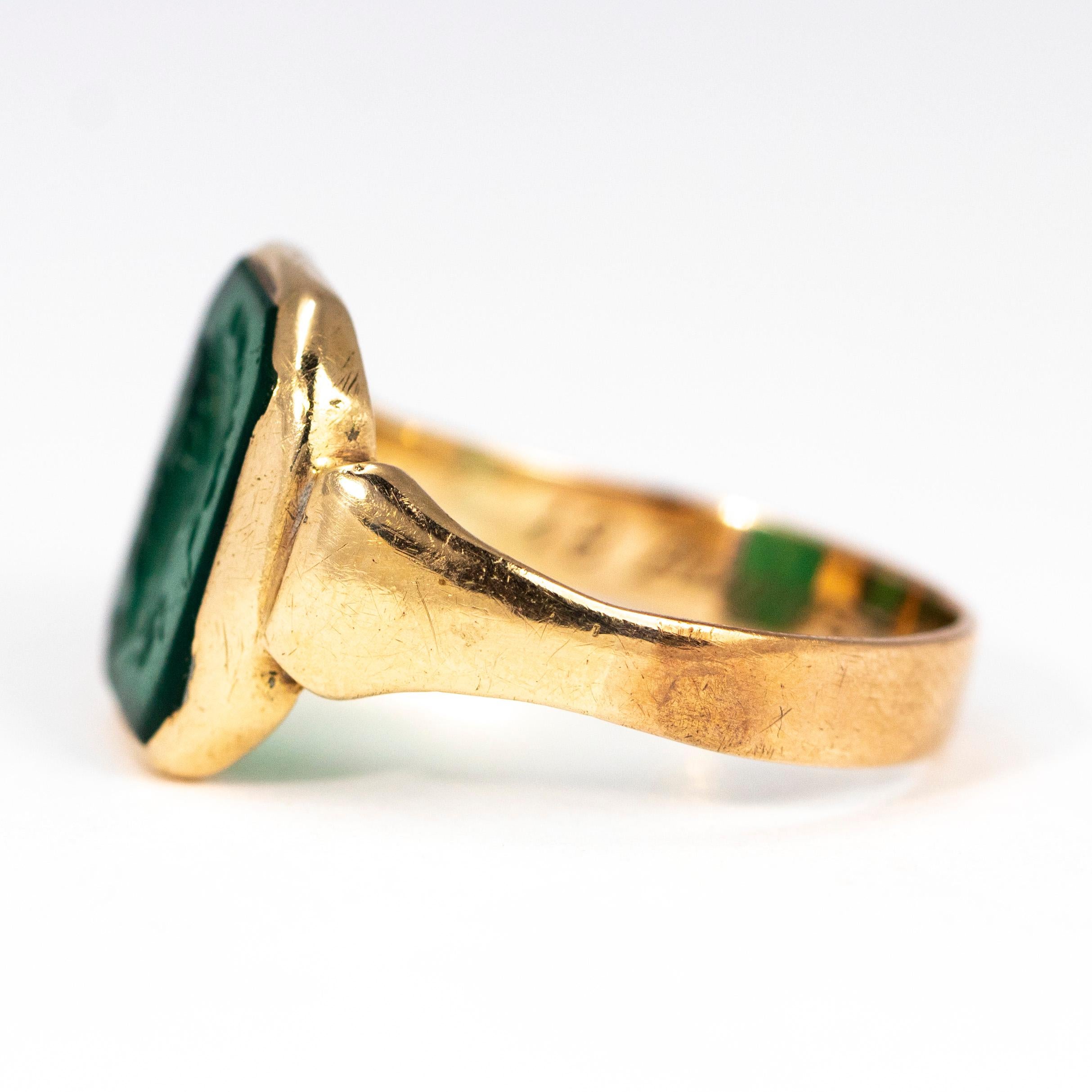 green stone signet ring