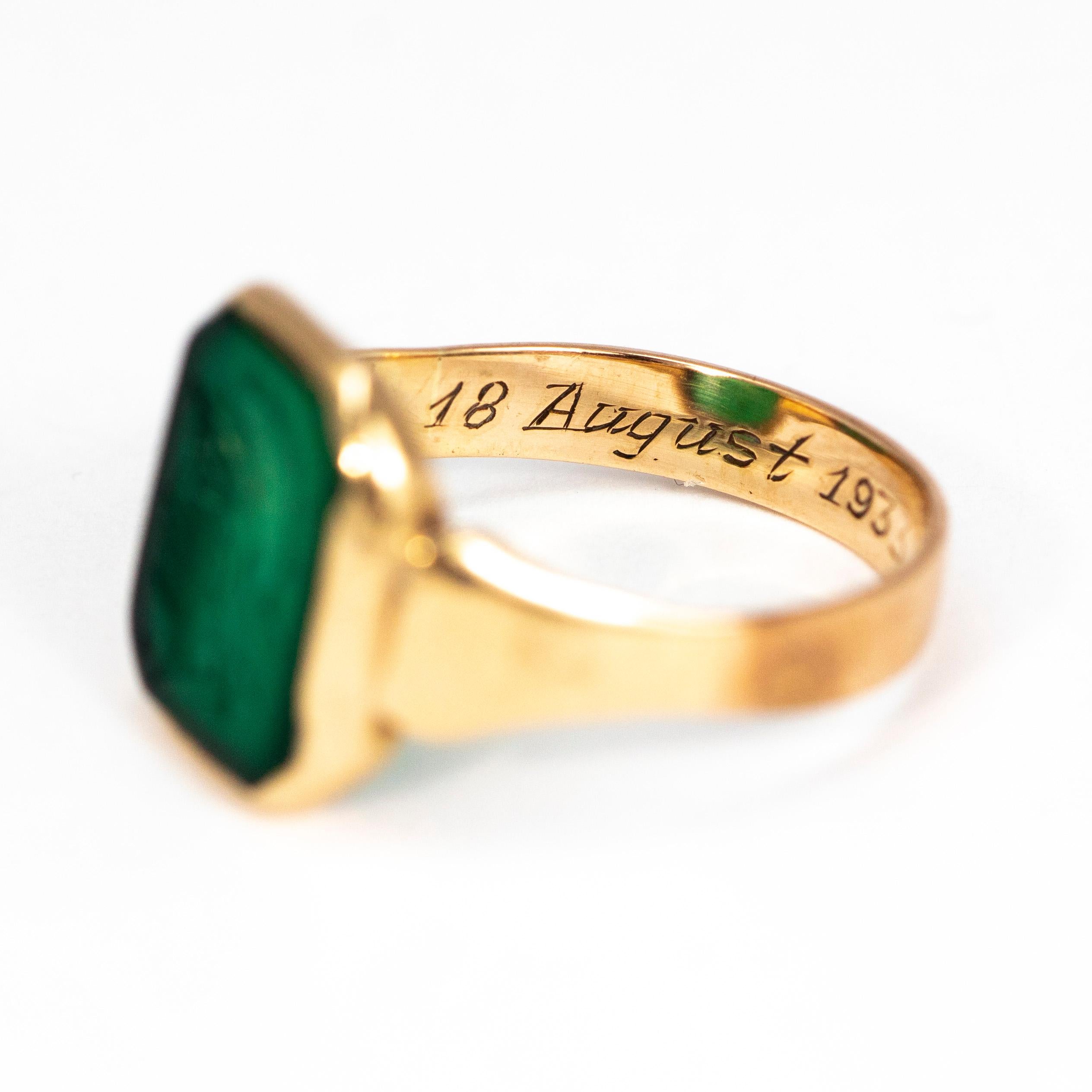 antique green stone ring