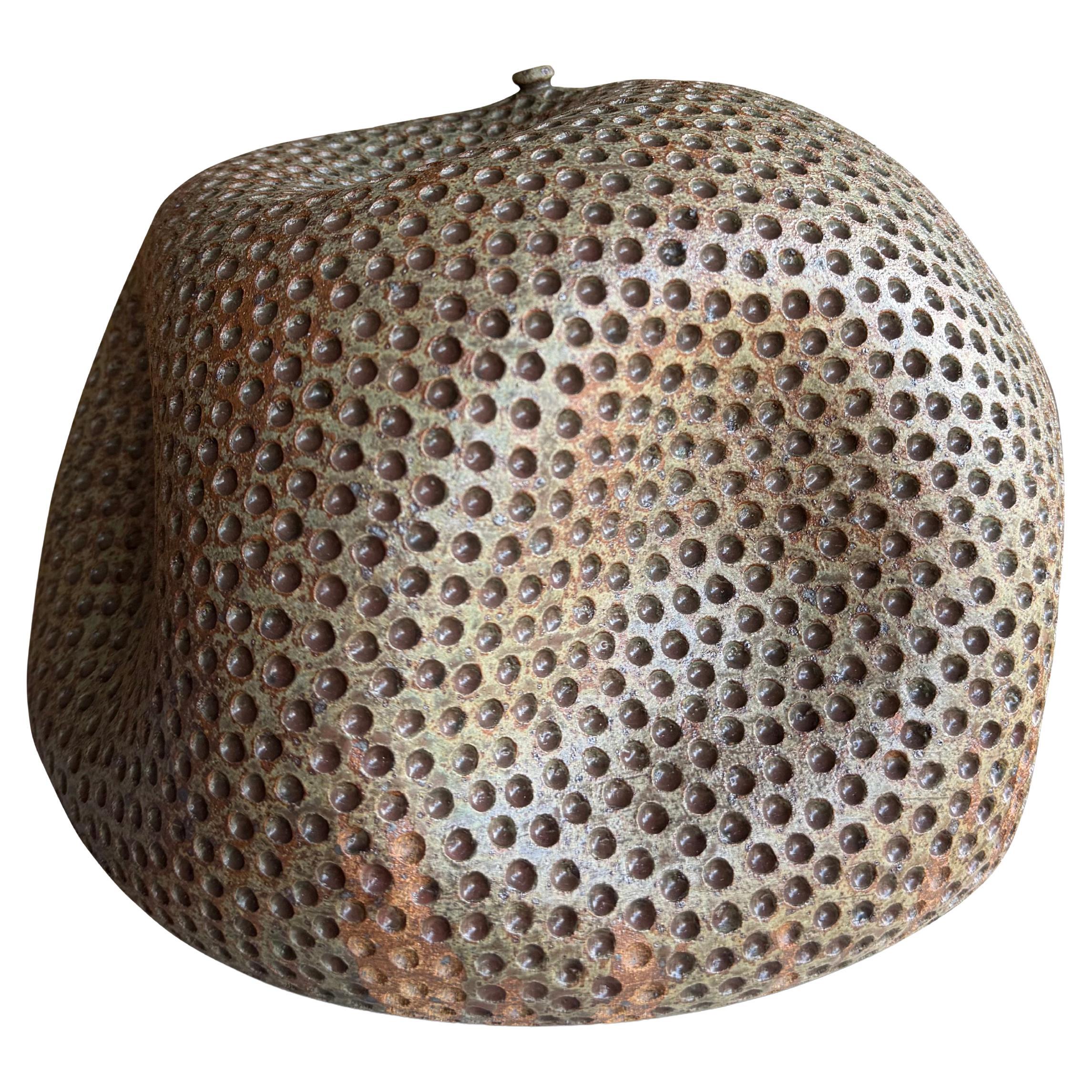 Vase ancien en céramique texturée verte, grès, grand vase en vente