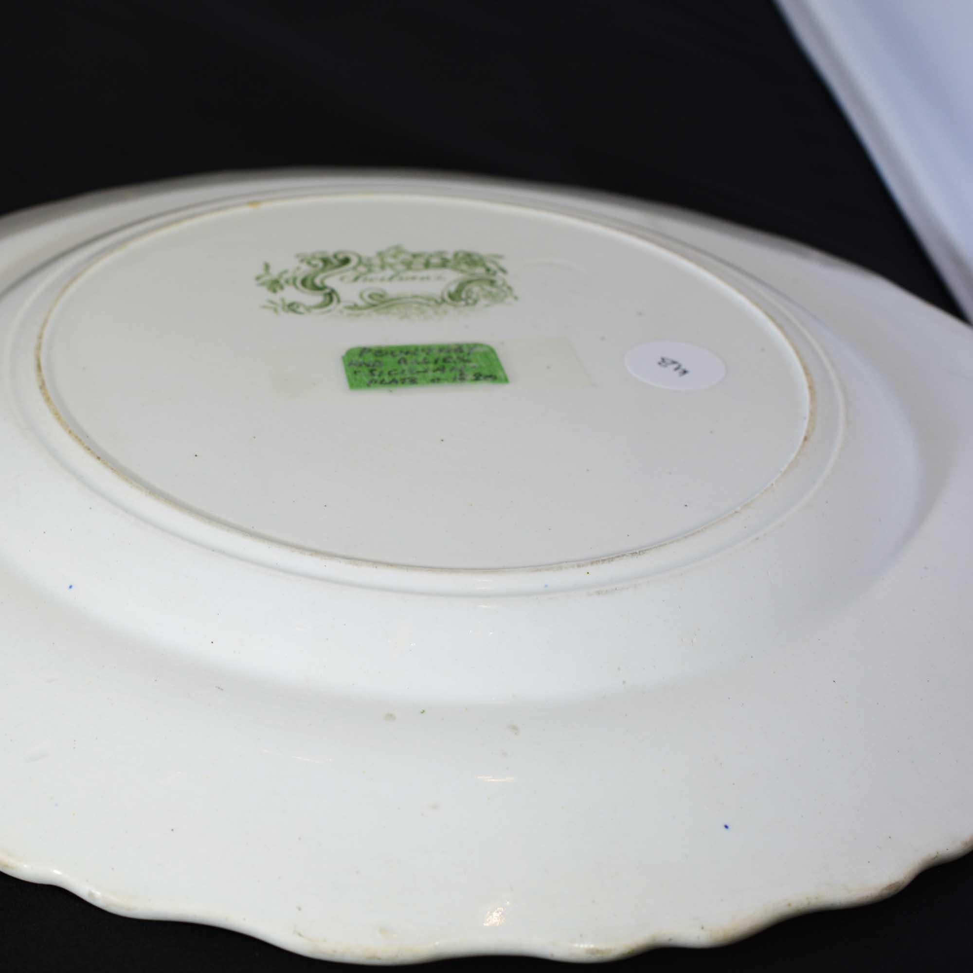 Antique Green Transferware Dinner Plates Sicilian and Verona Patterns For Sale 3